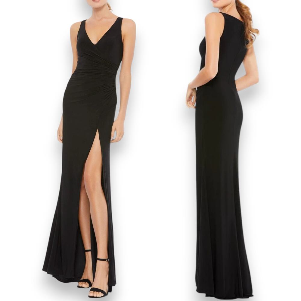 Mac Duggal Ieena Women's‎ 8 Ruched Sleeveless Mermaid Cut Ball Gown Black Formal